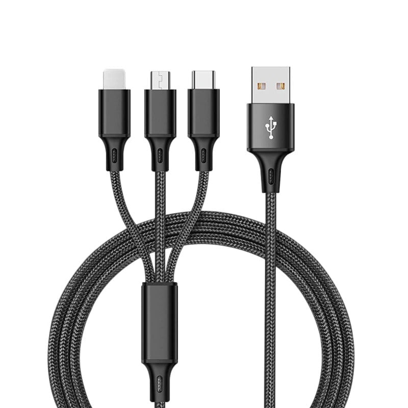 STORAZONE Electronics Black 3 In 1 USB Cable For 'IPhone XS Max XR X 8 7 Charging Charger Micro USB Cable For Android USB TypeC Mobile Phone Cables