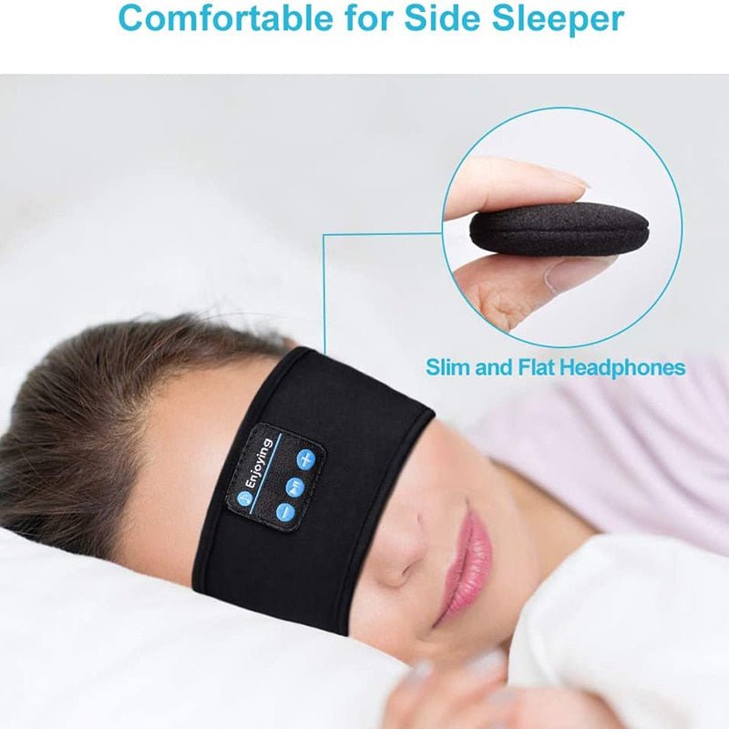 STORAZONE Electronics Black 3pcs Wireless Bluetooth Sleeping Headphones Headband Thin Soft Elastic Comfortable Music Ear Phones Eye Mask For Side Sleeper Sports