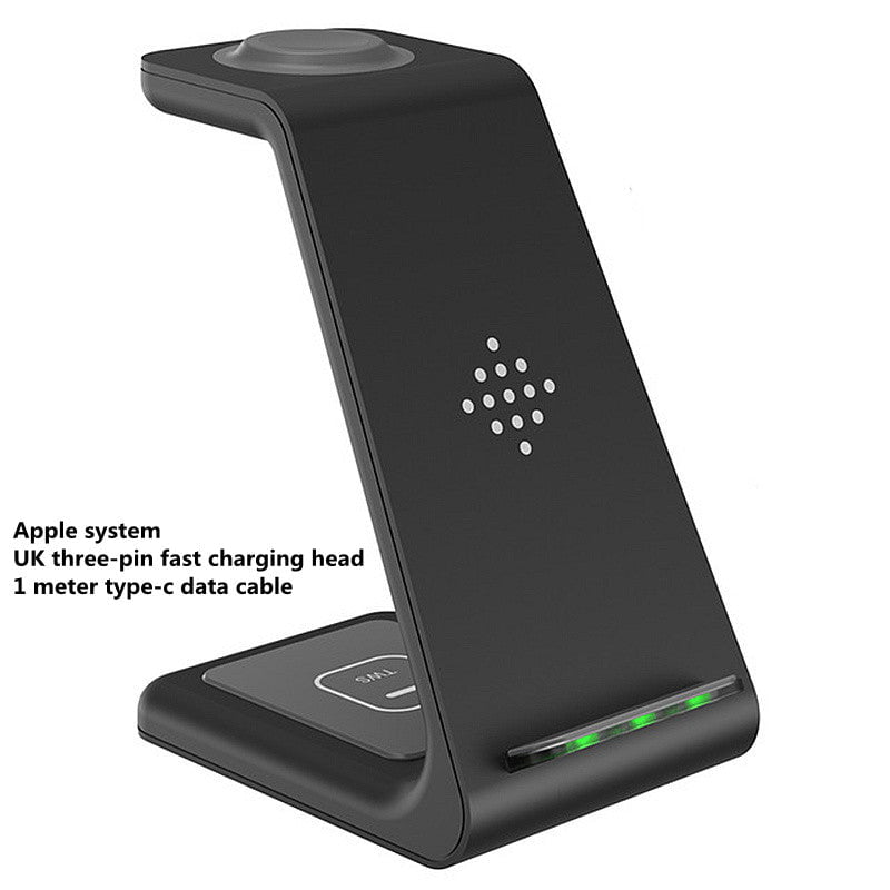 STORAZONE Electronics Black / Apple UK 3 In 1 Fast Charging Station Wireless Charger Stand Wireless Quick Charge Dock For Phone Holder