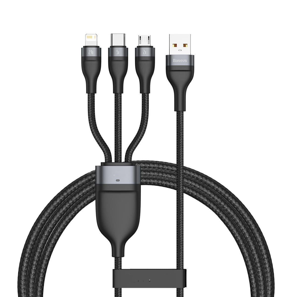 STORAZONE Electronics Black Fast Charging Data Cable USB Three-port Mobile Phone Charging Cable