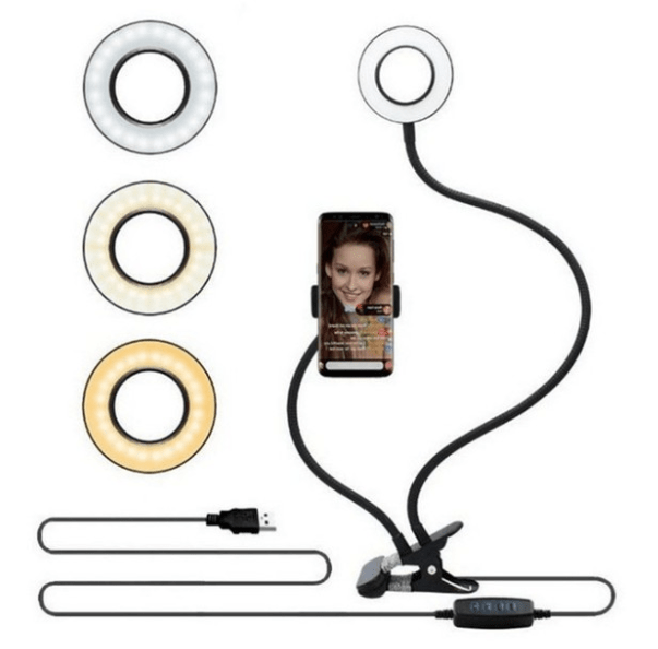 STORAZONE Electronics Black LED Selfie Ring Light for Live Adjustable Makeup Light-8cm Stand