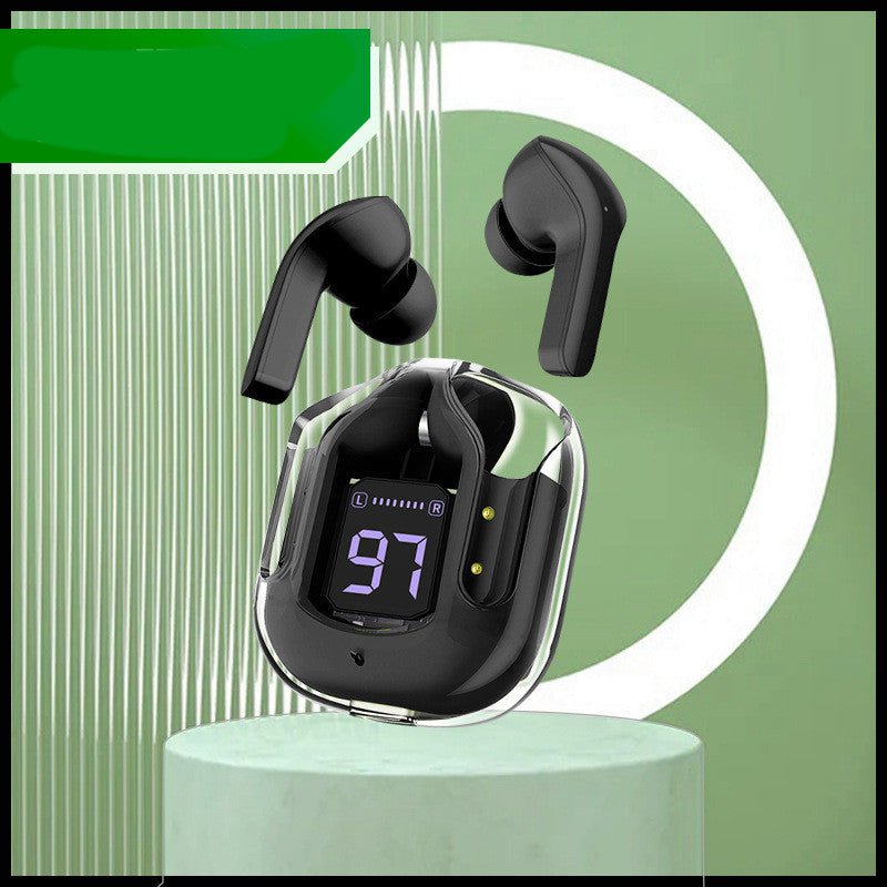 STORAZONE Electronics Black New Mini Transparent Wireless Bluetooth Headset Digital Display ENC Noise Reduction True Wireless Sports Music