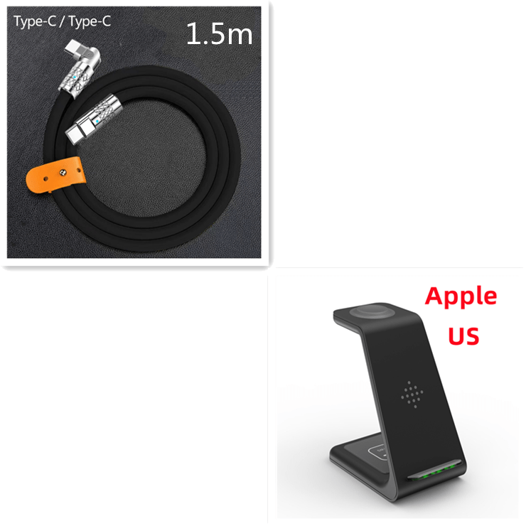 STORAZONE Electronics Black Set3 / Apple US plug 3 In 1 Fast Charging Station Wireless Charger Stand Wireless Quick Charge Dock For Phone Holder