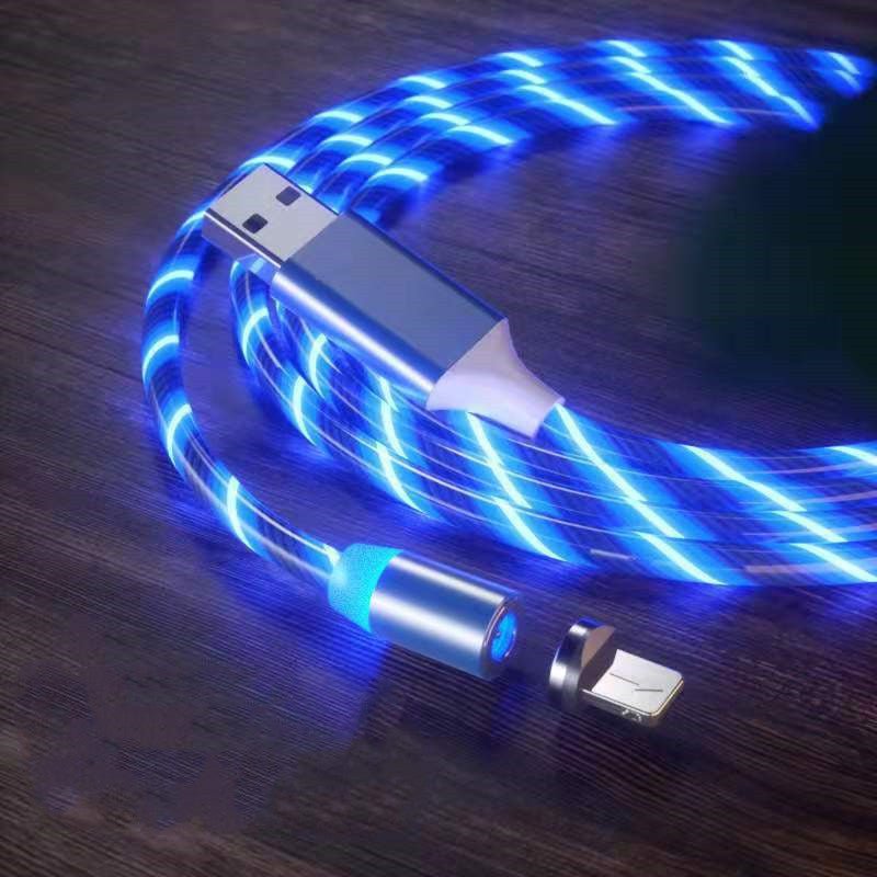 STORAZONE Electronics Blue 2m / IPhone Magnetic Charging Cable Streamer Fast Charging Cable Lighting Micro USB Cable LED Magnet Charger Type-C Cable