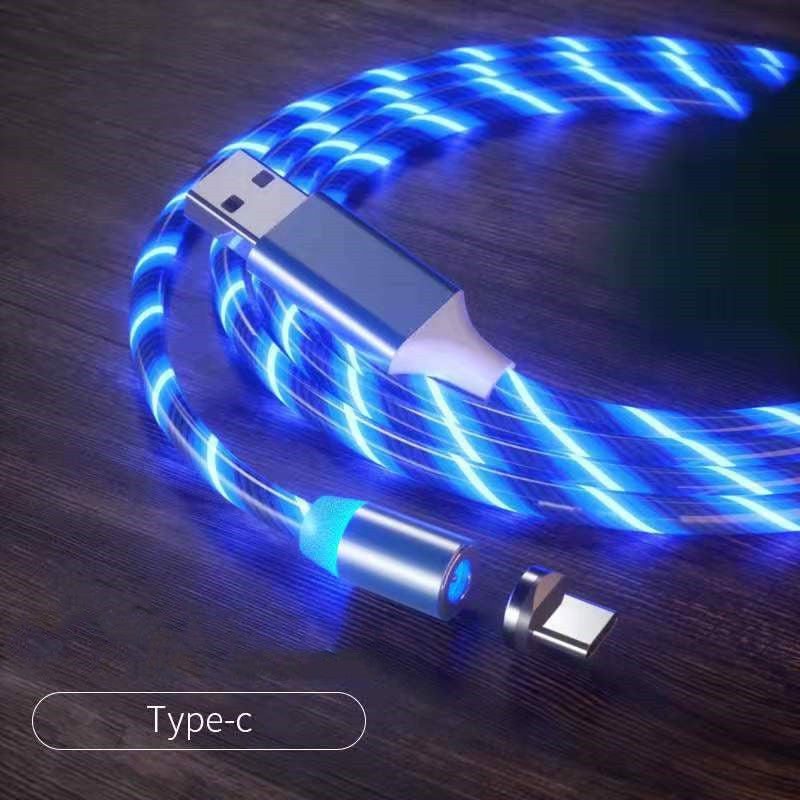STORAZONE Electronics Blue 2m / Type c Magnetic Charging Cable Streamer Fast Charging Cable Lighting Micro USB Cable LED Magnet Charger Type-C Cable
