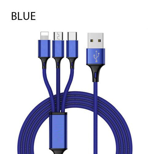 STORAZONE Electronics Blue 3 In 1 USB Cable For 'IPhone XS Max XR X 8 7 Charging Charger Micro USB Cable For Android USB TypeC Mobile Phone Cables