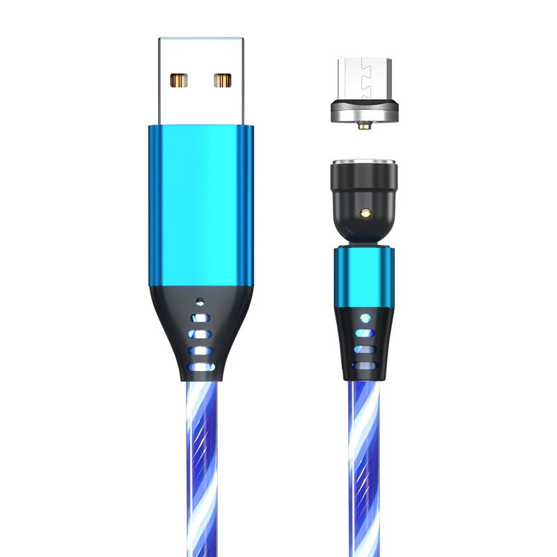 STORAZONE Electronics Blue / Android / 2M 540 Rotate Luminous Magnetic Cable 3A Fast Charging Mobile Phone Charge Cable For LED Micro USB Type C For I Phone Cable