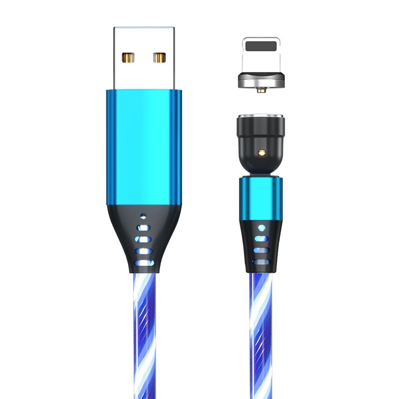 STORAZONE Electronics Blue / Apple / 1M 540 Rotate Luminous Magnetic Cable 3A Fast Charging Mobile Phone Charge Cable For LED Micro USB Type C For I Phone Cable