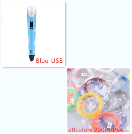 STORAZONE Electronics Blue set / USB 3D print pen 3D pen two generation graffiti 3D stereoscopic paintbrush children puzzle painting toys