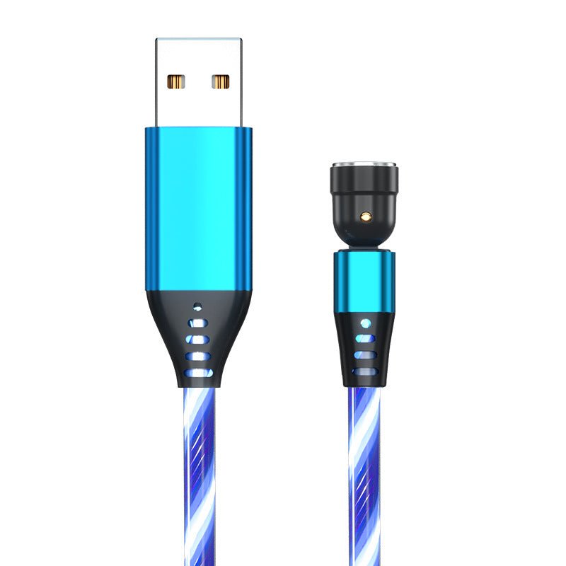 STORAZONE Electronics Blue / Single line / 1M 540 Rotate Luminous Magnetic Cable 3A Fast Charging Mobile Phone Charge Cable For LED Micro USB Type C For I Phone Cable