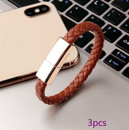 STORAZONE Electronics Brown 3pcs / Android interface / 20cm New Bracelet Charger USB Charging Cable Data Charging Cord For IPhone14 13 Max USB C Cable For Phone Micro Cable