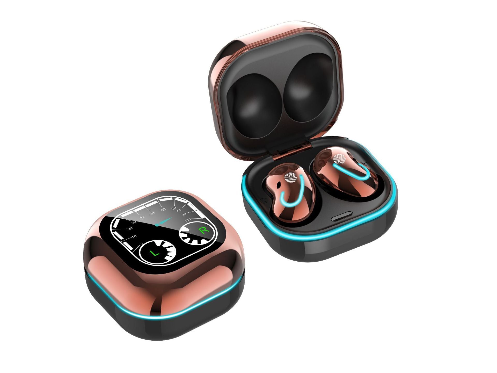 STORAZONE Electronics Brown New S6 SE Breathing Light Time Digital Display TWS5.0 Bluetooth Headset