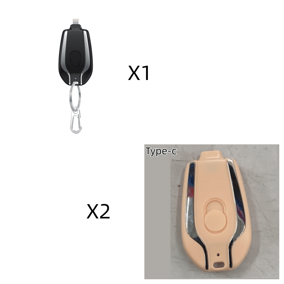 STORAZONE Electronics Bundle25 / Set 1500mAh Mini Power Emergency Pod Keychain Charger With Type-C Ultra-Compact Mini Battery Pack Fast Charging Backup Power Bank