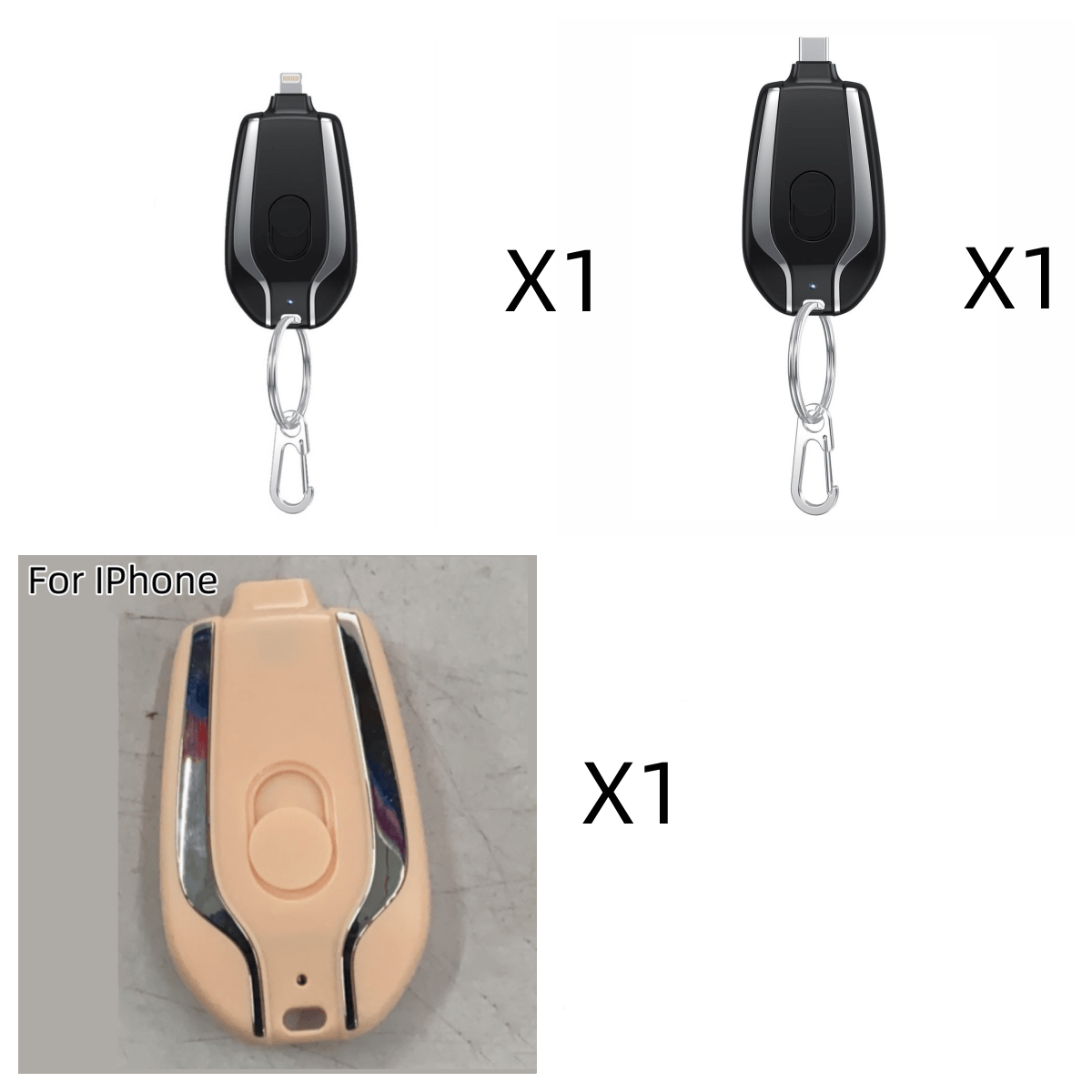 STORAZONE Electronics Bundle27 / Set 1500mAh Mini Power Emergency Pod Keychain Charger With Type-C Ultra-Compact Mini Battery Pack Fast Charging Backup Power Bank