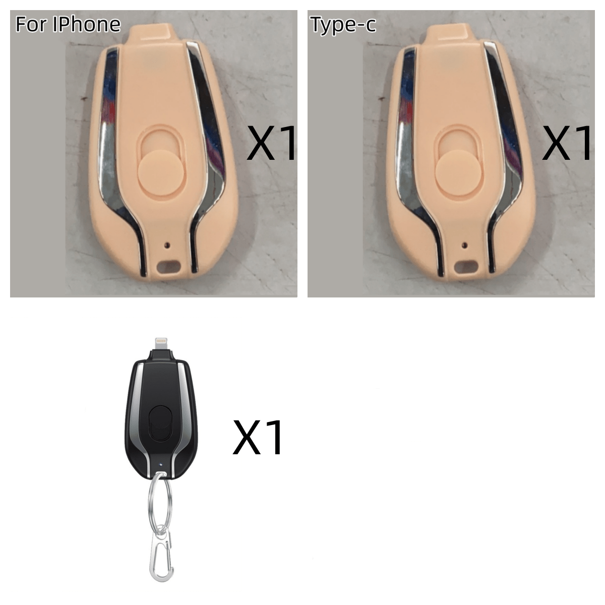 STORAZONE Electronics Bundle29 / Set 1500mAh Mini Power Emergency Pod Keychain Charger With Type-C Ultra-Compact Mini Battery Pack Fast Charging Backup Power Bank