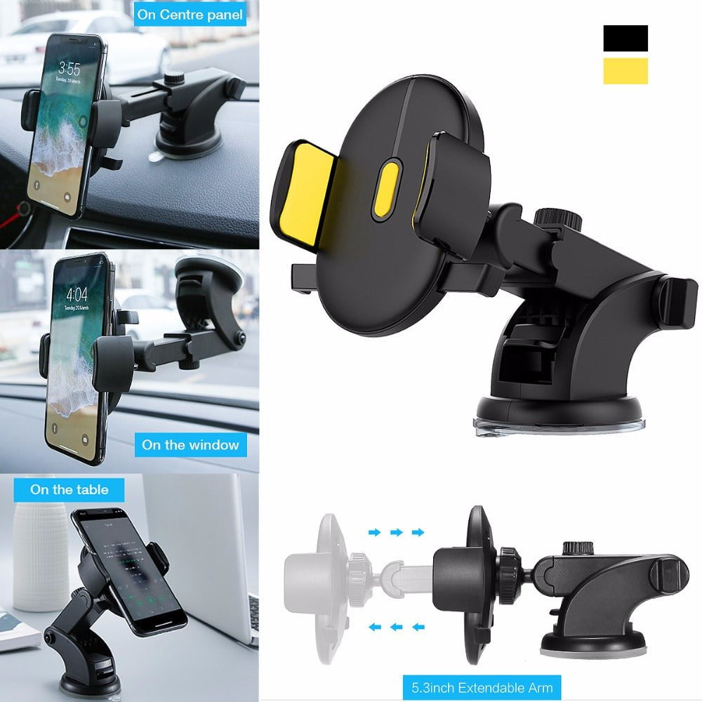 STORAZONE Electronics Car Phone Holder Long Rod Telescopic Car Dashboard Suction Cup Type