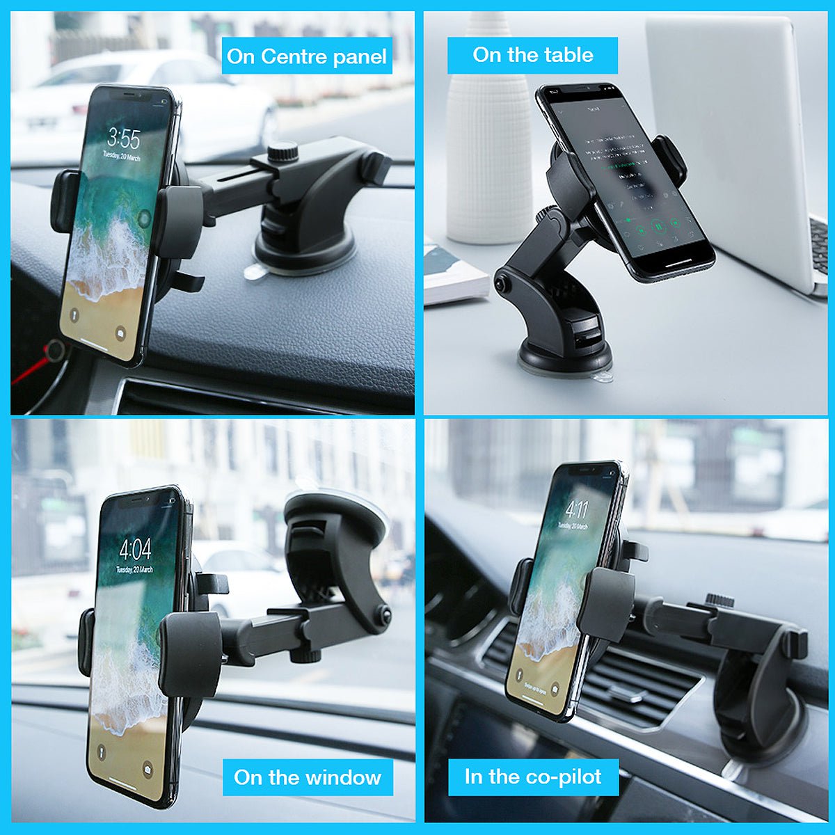 STORAZONE Electronics Car Phone Holder Long Rod Telescopic Car Dashboard Suction Cup Type