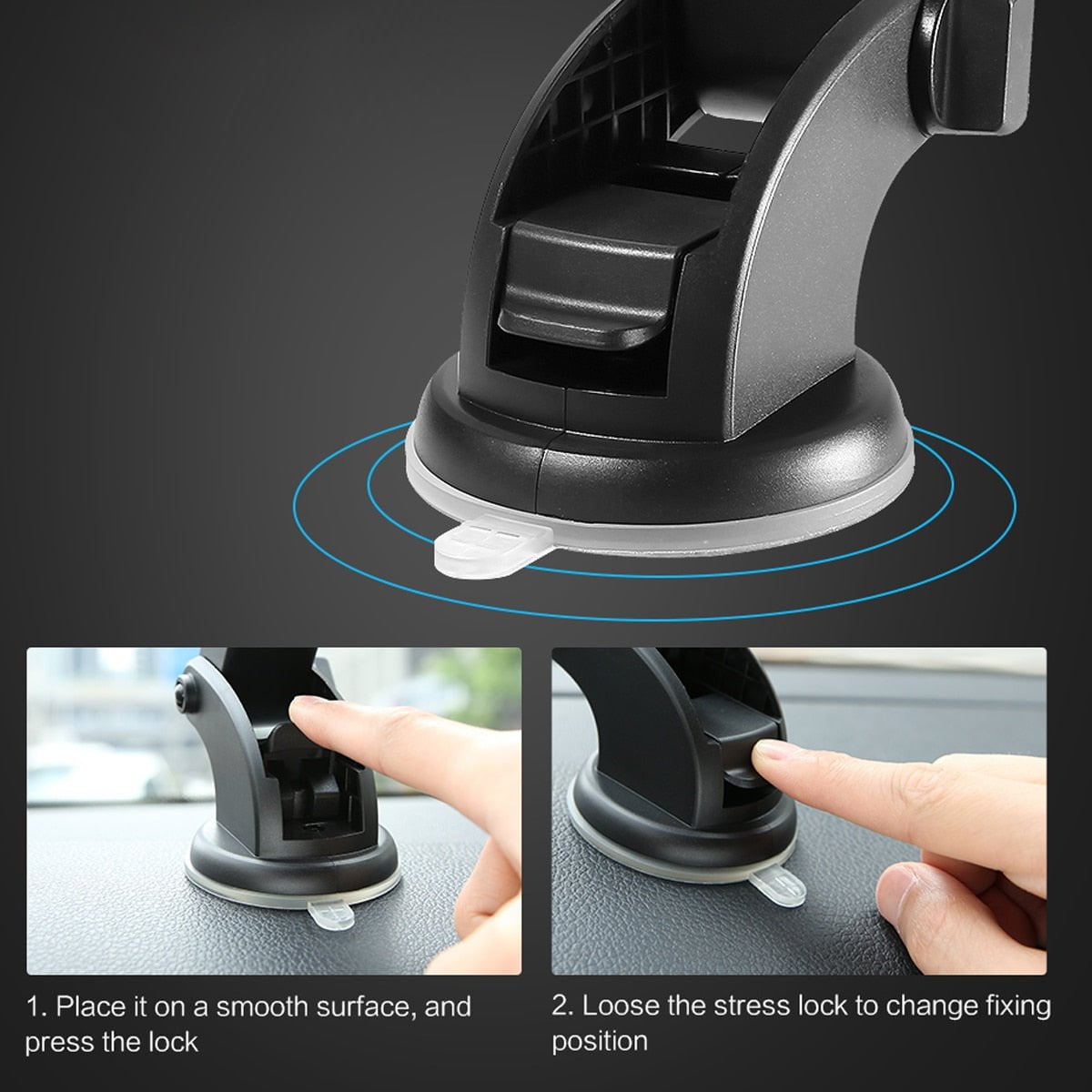 STORAZONE Electronics Car Phone Holder Long Rod Telescopic Car Dashboard Suction Cup Type