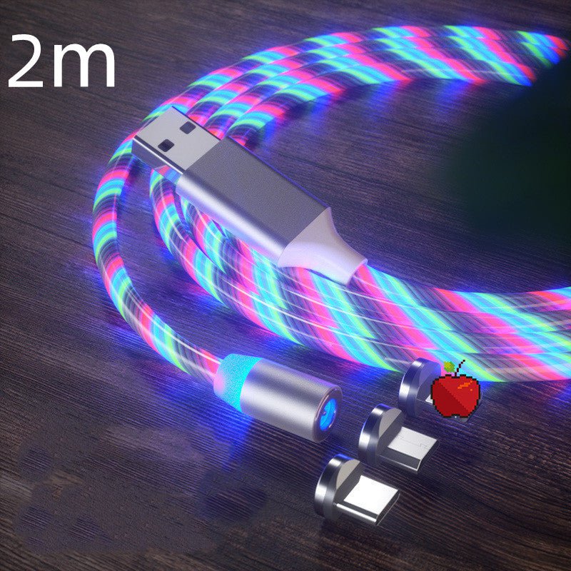 STORAZONE Electronics Colorful 2m / 3in1 Magnetic Charging Cable Streamer Fast Charging Cable Lighting Micro USB Cable LED Magnet Charger Type-C Cable