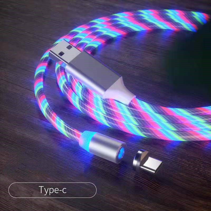 STORAZONE Electronics Colorful 2m / Type c Magnetic Charging Cable Streamer Fast Charging Cable Lighting Micro USB Cable LED Magnet Charger Type-C Cable