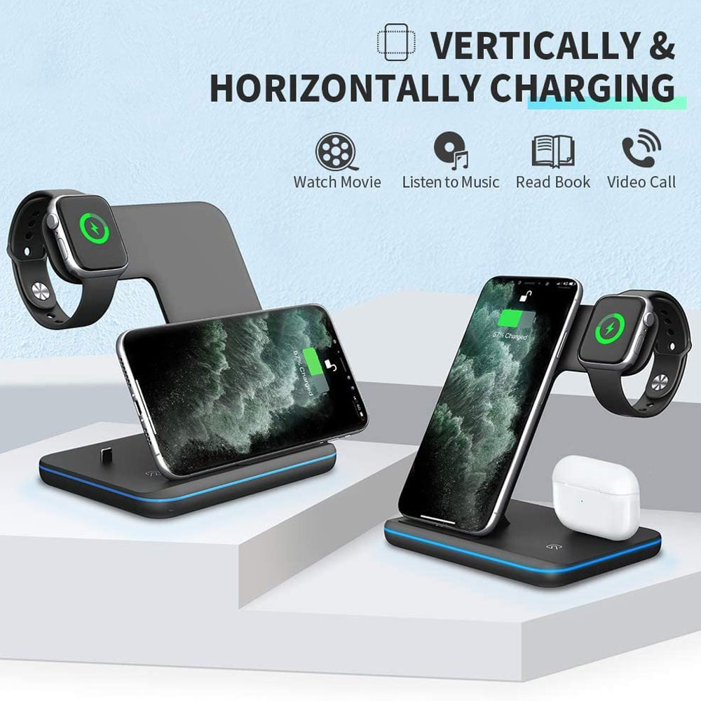 STORAZONE Electronics Compatible Mobile Phone Watch Earphone Wireless Charger 3 In 1 Wireless Charger Stand