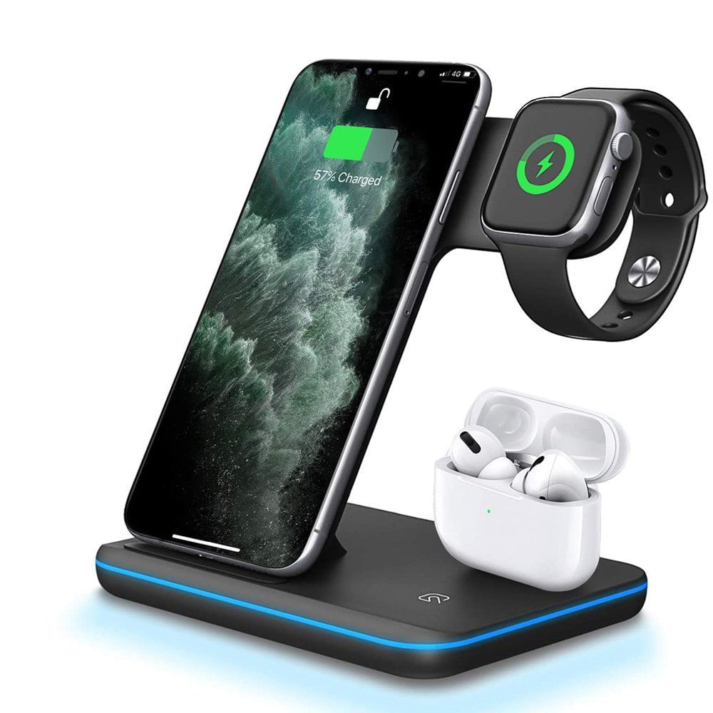 STORAZONE Electronics Compatible Mobile Phone Watch Earphone Wireless Charger 3 In 1 Wireless Charger Stand