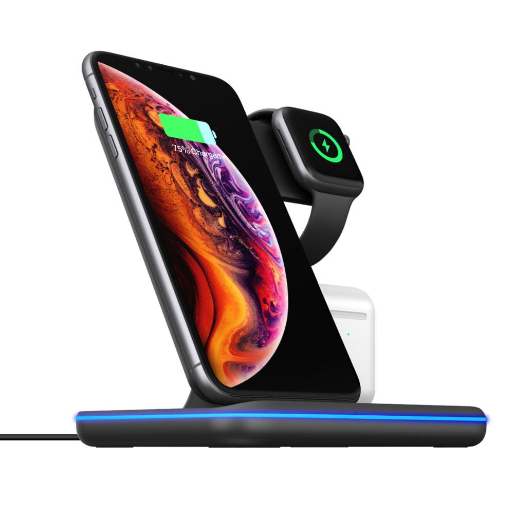 STORAZONE Electronics Compatible Mobile Phone Watch Earphone Wireless Charger 3 In 1 Wireless Charger Stand