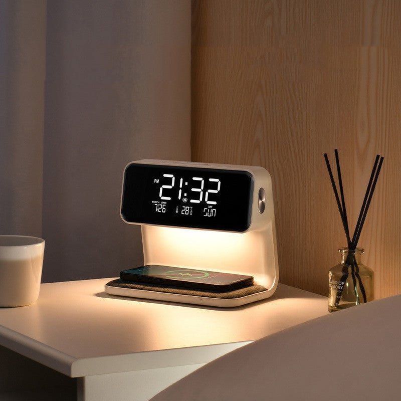 STORAZONE Electronics Creative 3 In 1 Bedside Lamp Wireless Charging LCD Screen Alarm Clock  Wireless Phone Charger