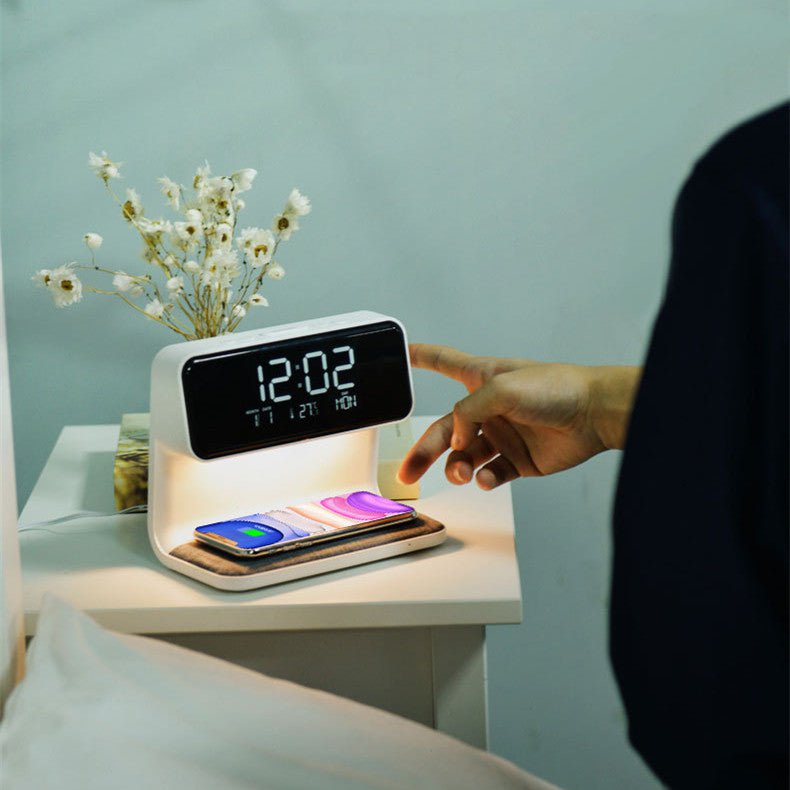 STORAZONE Electronics Creative 3 In 1 Bedside Lamp Wireless Charging LCD Screen Alarm Clock  Wireless Phone Charger