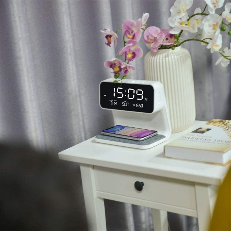 STORAZONE Electronics Creative 3 In 1 Bedside Lamp Wireless Charging LCD Screen Alarm Clock  Wireless Phone Charger