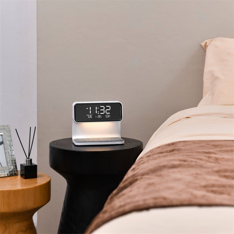 STORAZONE Electronics Creative 3 In 1 Bedside Lamp Wireless Charging LCD Screen Alarm Clock  Wireless Phone Charger