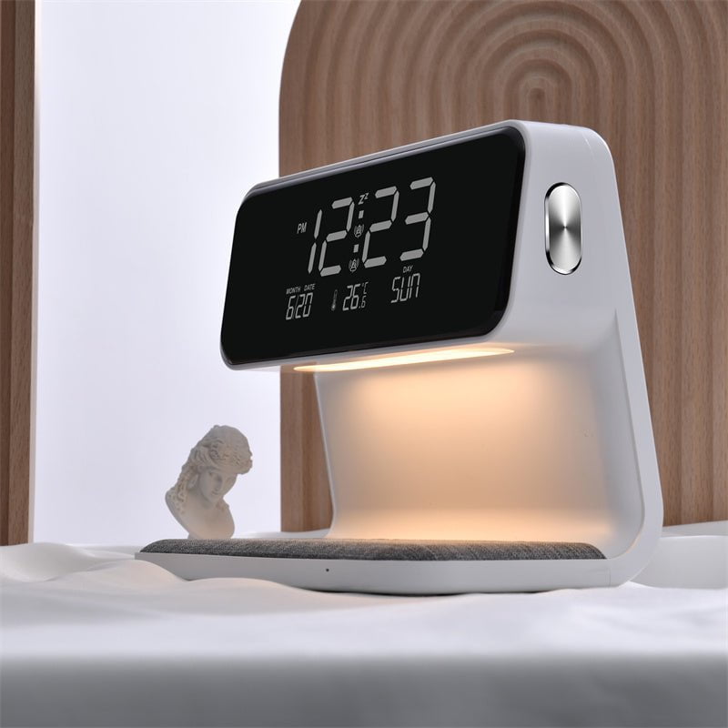 STORAZONE Electronics Creative 3 In 1 Bedside Lamp Wireless Charging LCD Screen Alarm Clock  Wireless Phone Charger