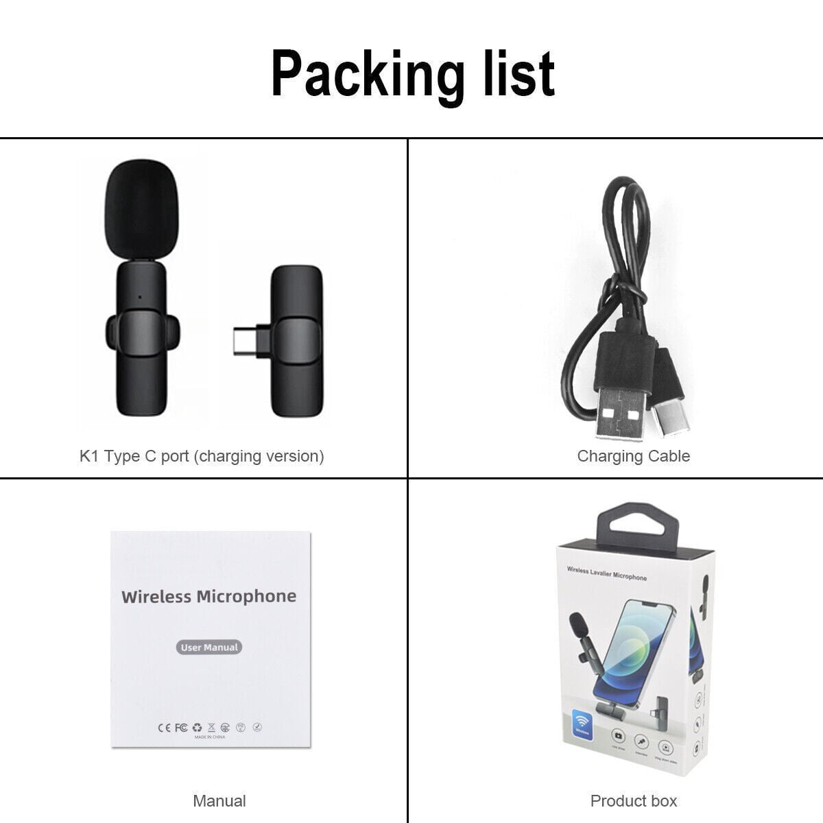 STORAZONE Electronics For TypeC Lavalier Mini Microphone Wireless Audio Video Recording With Phone Charging  Wireless Lavalier Microphone Broadcast Lapel Microphones Set Short Video Recording Chargeable Handheld Microphone Live Stre