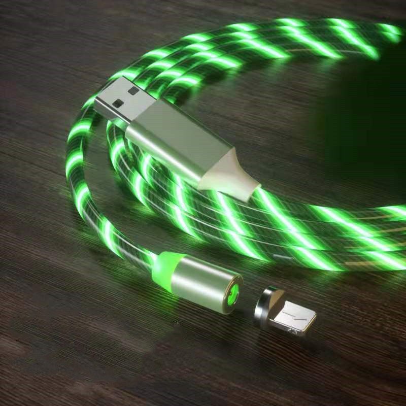 STORAZONE Electronics Green 2m / IPhone Magnetic Charging Cable Streamer Fast Charging Cable Lighting Micro USB Cable LED Magnet Charger Type-C Cable