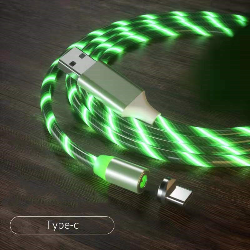 STORAZONE Electronics Green 2m / Type c Magnetic Charging Cable Streamer Fast Charging Cable Lighting Micro USB Cable LED Magnet Charger Type-C Cable