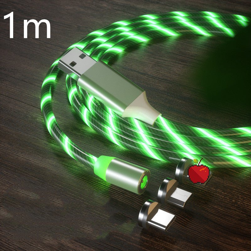 STORAZONE Electronics Green / 3in1 Magnetic Charging Cable Streamer Fast Charging Cable Lighting Micro USB Cable LED Magnet Charger Type-C Cable