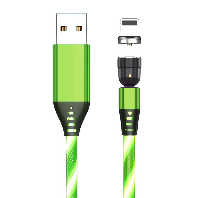 STORAZONE Electronics Green / Apple / 1M 540 Rotate Luminous Magnetic Cable 3A Fast Charging Mobile Phone Charge Cable For LED Micro USB Type C For I Phone Cable