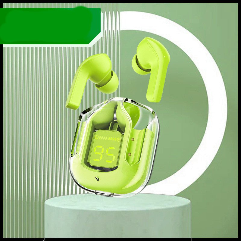 STORAZONE Electronics Green New Mini Transparent Wireless Bluetooth Headset Digital Display ENC Noise Reduction True Wireless Sports Music