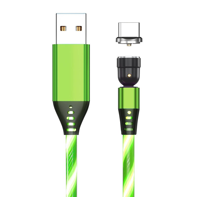 STORAZONE Electronics Green / Type c / 1M 540 Rotate Luminous Magnetic Cable 3A Fast Charging Mobile Phone Charge Cable For LED Micro USB Type C For I Phone Cable