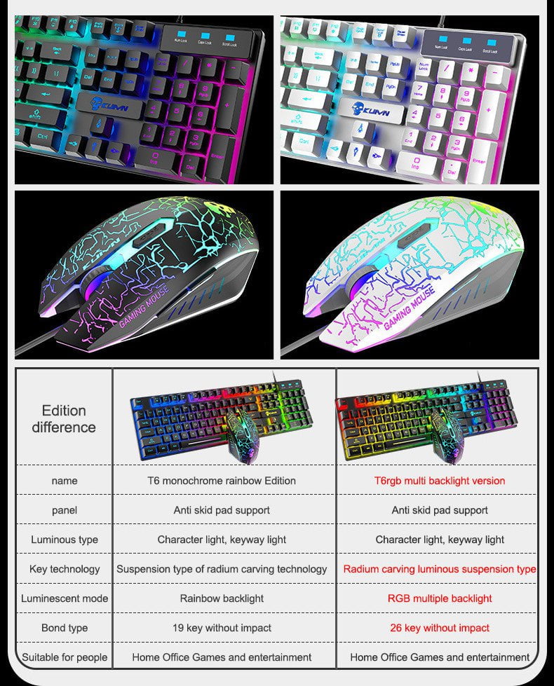 STORAZONE Electronics Kuiying T6RGB Luminous Keyboard And Mouse Set