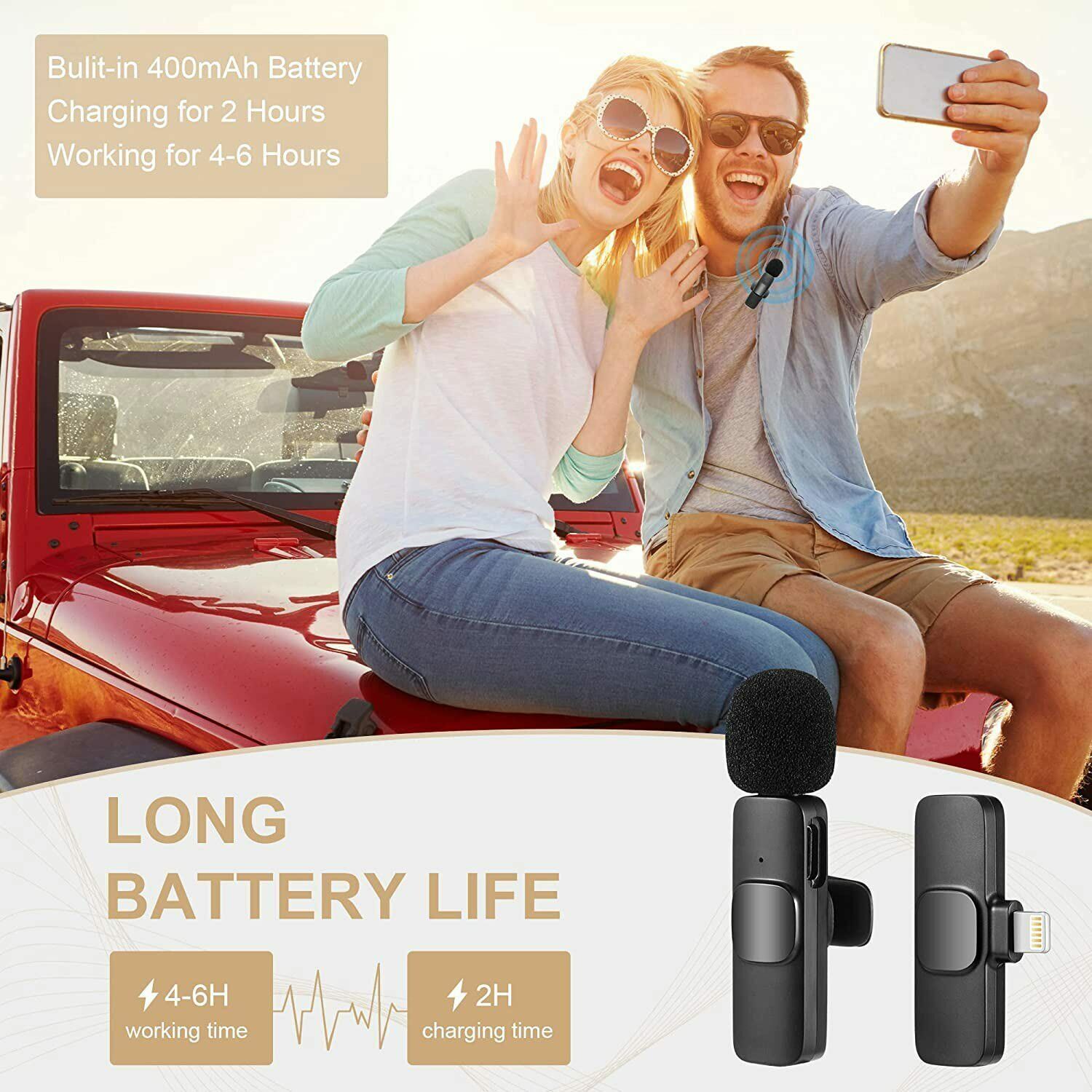 STORAZONE Electronics Lavalier Mini Microphone Wireless Audio Video Recording With Phone Charging  Wireless Lavalier Microphone Broadcast Lapel Microphones Set Short Video Recording Chargeable Handheld Microphone Live Stre