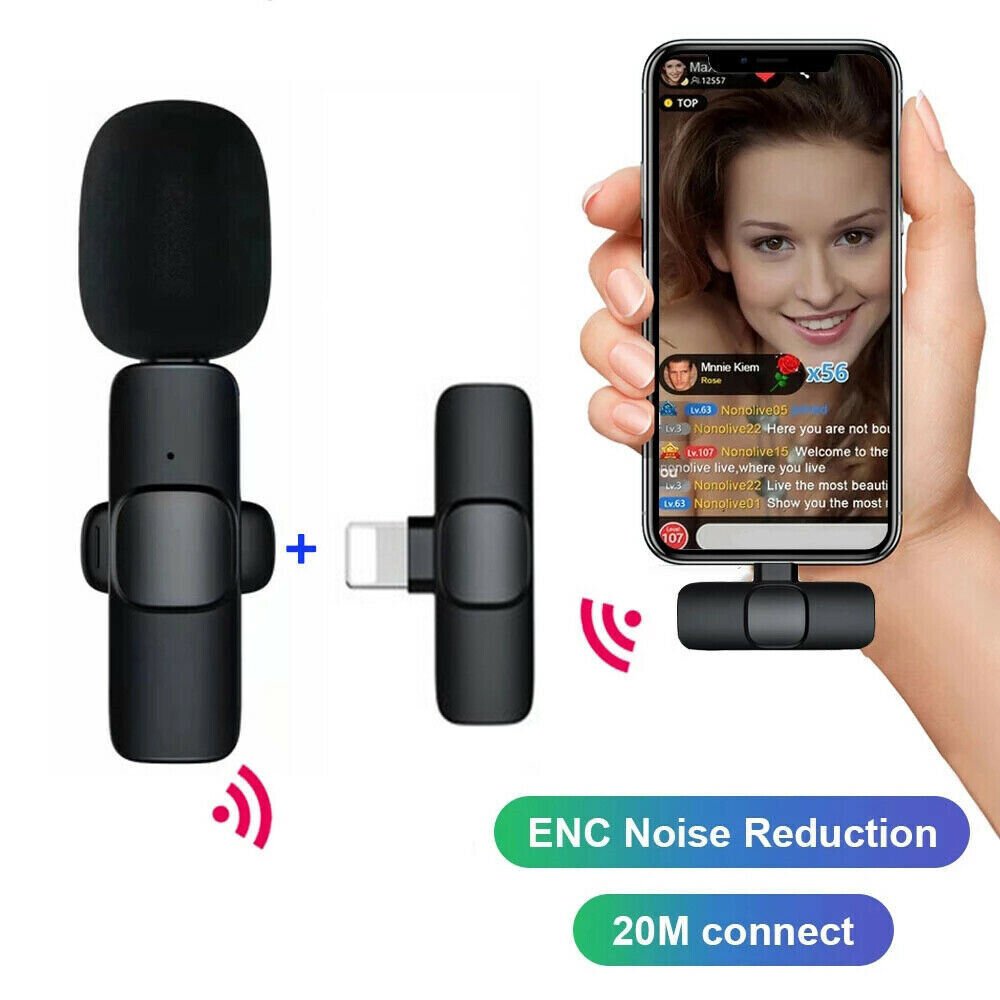 STORAZONE Electronics Lavalier Mini Microphone Wireless Audio Video Recording With Phone Charging  Wireless Lavalier Microphone Broadcast Lapel Microphones Set Short Video Recording Chargeable Handheld Microphone Live Stre