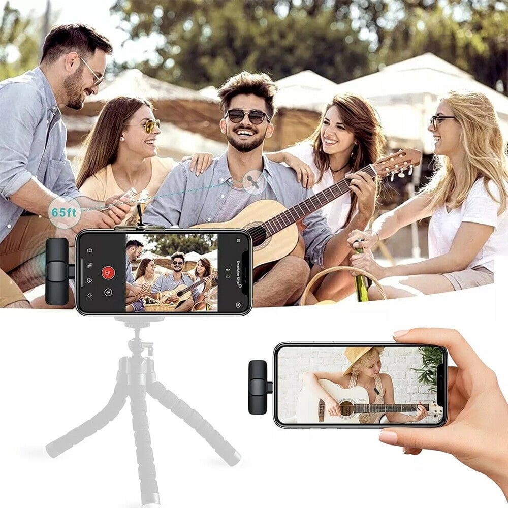 STORAZONE Electronics Lavalier Mini Microphone Wireless Audio Video Recording With Phone Charging  Wireless Lavalier Microphone Broadcast Lapel Microphones Set Short Video Recording Chargeable Handheld Microphone Live Stre