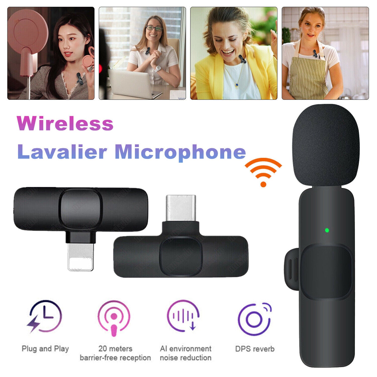 STORAZONE Electronics Lavalier Mini Microphone Wireless Audio Video Recording With Phone Charging  Wireless Lavalier Microphone Broadcast Lapel Microphones Set Short Video Recording Chargeable Handheld Microphone Live Stre