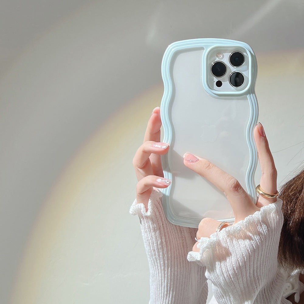 STORAZONE Electronics Light Blue / IPhone X Wave Border Mobile Phone Case Solid Color Simple Candy Color