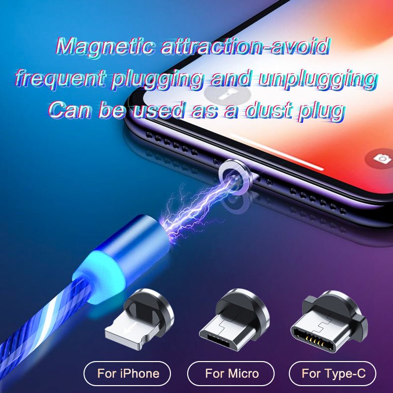 STORAZONE Electronics Magnetic suction head / Android Magnetic Charging Cable Streamer Fast Charging Cable Lighting Micro USB Cable LED Magnet Charger Type-C Cable