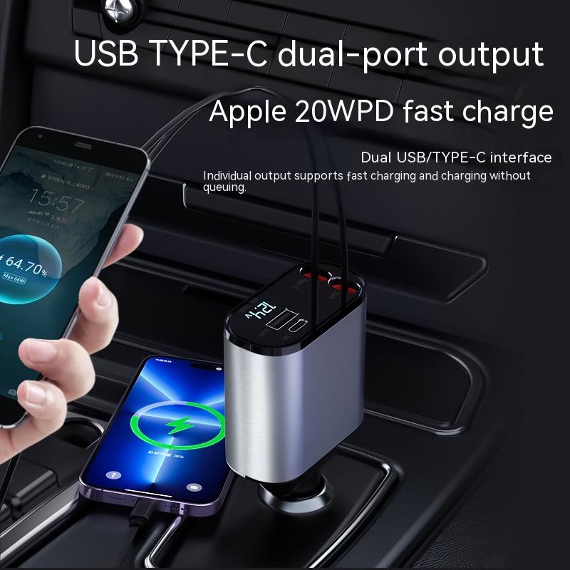 STORAZONE Electronics Metal Car Charger 100W Super Fast Charging Car Cigarette Lighter USB And TYPE-C Adapter