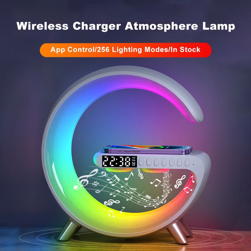 STORAZONE Electronics New Intelligent G Shaped LED Lamp Bluetooth Speake Wireless Charger Atmosphere Lamp App Control For Bedroom Home Decor