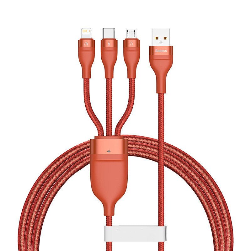 STORAZONE Electronics Orange Fast Charging Data Cable USB Three-port Mobile Phone Charging Cable