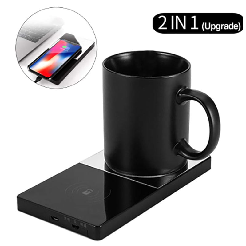 STORAZONE Electronics Photo color 2 In 1 Heating Mug Cup Warmer Electric Wireless Charger For Home Office Coffee Milk